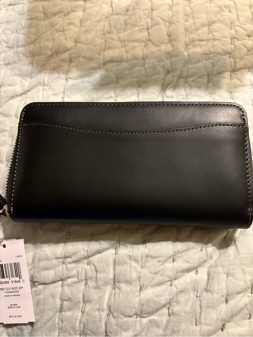 Coach Black Leather Zip-Around Wallet with Silver 'C' Accent - Picture 2 of 4